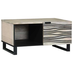 vidaXL Table basse Beige et Noir 80 x 50 x 40 cm Bois d'acacia massif