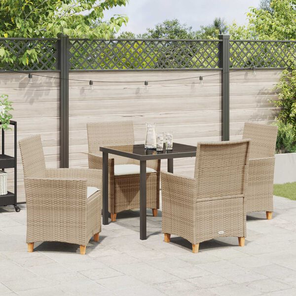 vidaXL Ensemble de salle &agrave; manger pour jardin 5 pcs Beige polyrotin