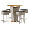 vidaXL Ensemble de bar de jardin 5 pcs avec coussins gris poly rotin