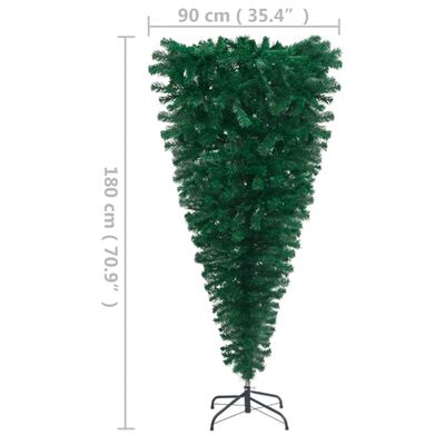 vidaXL Arbre de Noël artificiel renversé pré-éclairé vert 180 cm