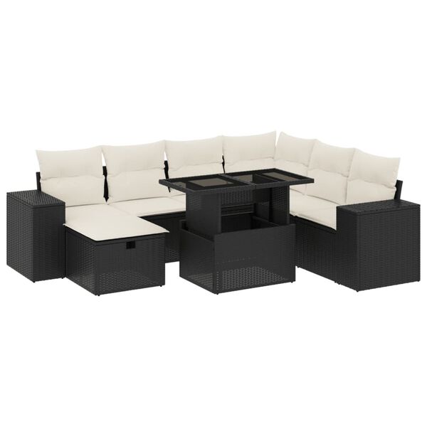 vidaXL Salon de jardin 8 pcs avec coussins noir r&eacute;sine tress&eacute;e