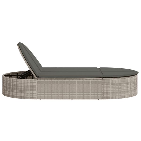 vidaXL Chaise longue double avec coussins gris clair r&eacute;sine tress&eacute;e