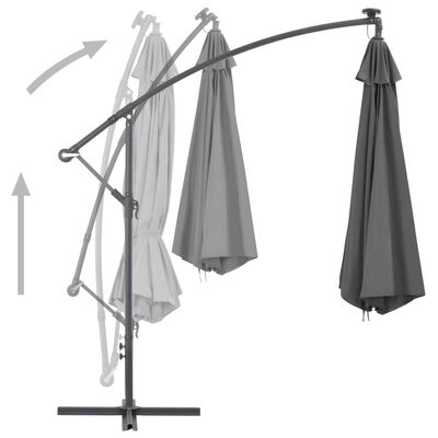 vidaXL Parasol de jardin en porte-à-feux avec mât en acier anthracite