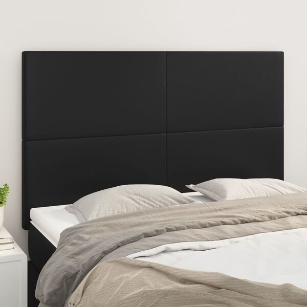 vidaXL T&ecirc;te de lit Noir 144x5x118/128 cm Similicuir
