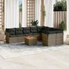 vidaXL Salon de jardin avec coussins 10 pcs gris r&eacute;sine tress&eacute;e