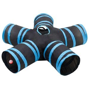 vidaXL Tunnel pour chats &agrave; 5 voies Noir et bleu 25 cm Polyester