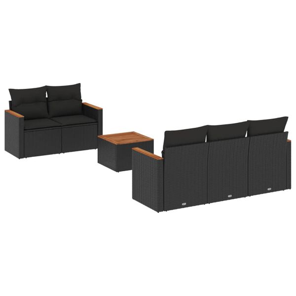vidaXL Salon de jardin 6 pcs avec coussins noir r&eacute;sine tress&eacute;e