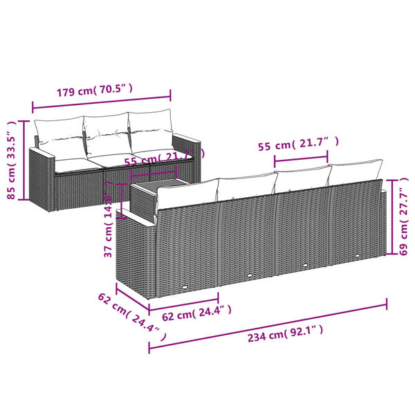 vidaXL Salon de jardin avec coussins 8 pcs beige r&eacute;sine tress&eacute;e