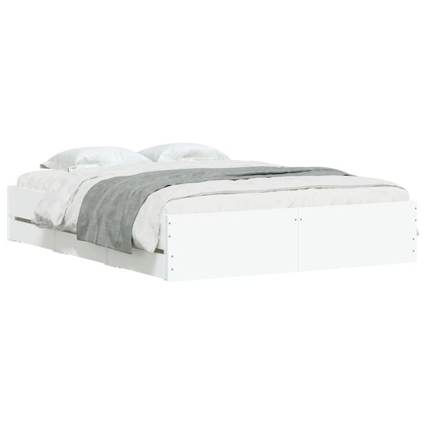 vidaXL Cadre de lit avec tiroirs sans matelas blanc 140x200 cm