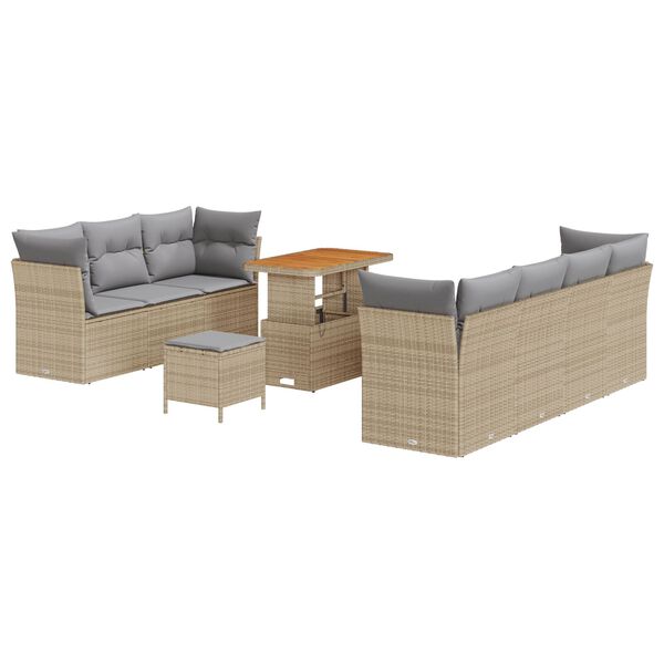 vidaXL Ensemble de canap&eacute; de jardin 10 pcs beige et gris clair
