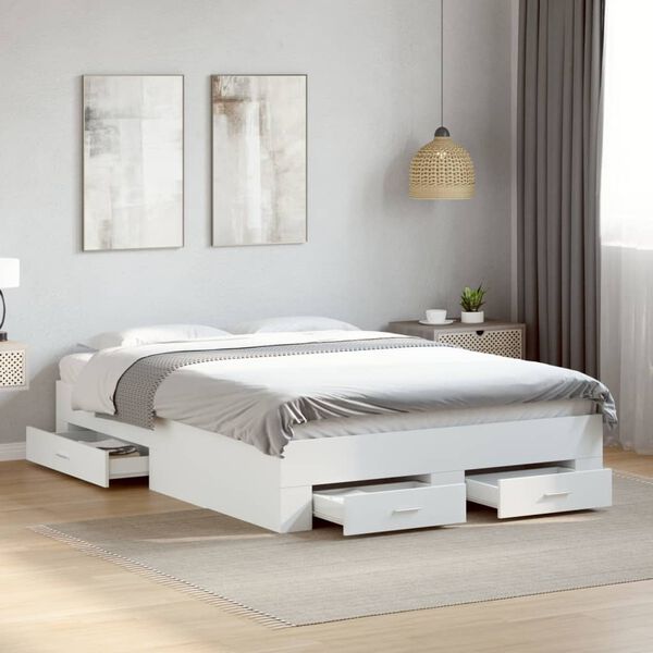 vidaXL Cadre de lit avec tiroirs sans matelas blanc 120x200 cm