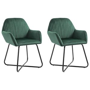 vidaXL Chaises &agrave; manger lot de 2 vert velours