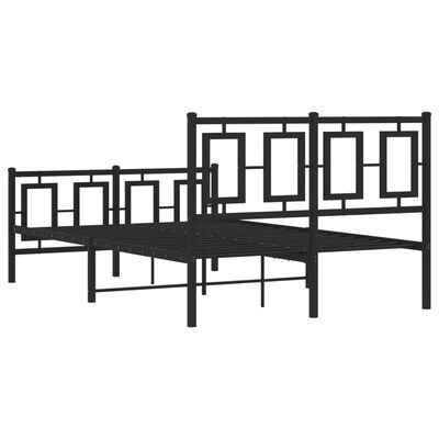 vidaXL Cadre de lit métal sans matelas avec pied de lit noir 120x200cm