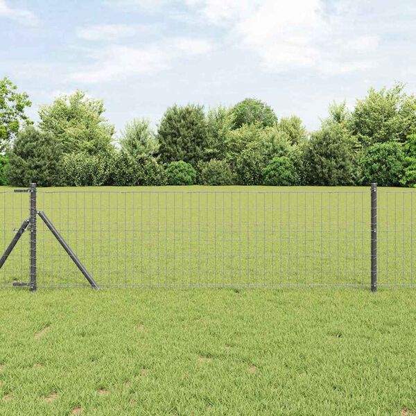 vidaXL Cl&ocirc;ture Euro Gris 0,6 x 50 m Fer rev&ecirc;tu de PVC
