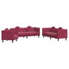 vidaXL Ensemble de canap&eacute;s 3 pcs avec coussins rouge bordeaux velours