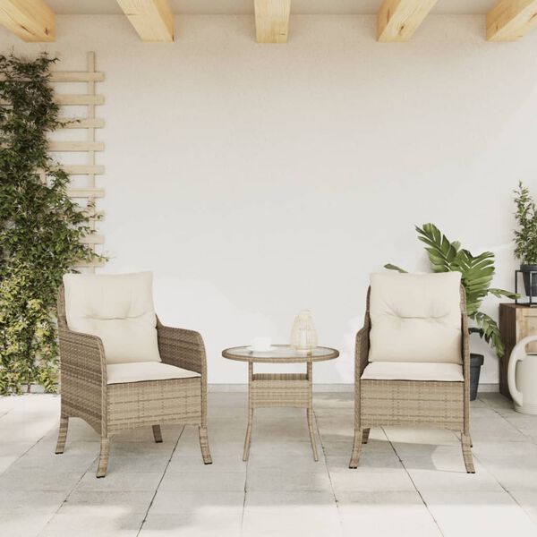 vidaXL Chaises de jardin avec coussins lot de 2 beige résine tressée