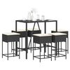 vidaXL Ensemble de bar de jardin 7 pcs avec coussins noir poly rotin