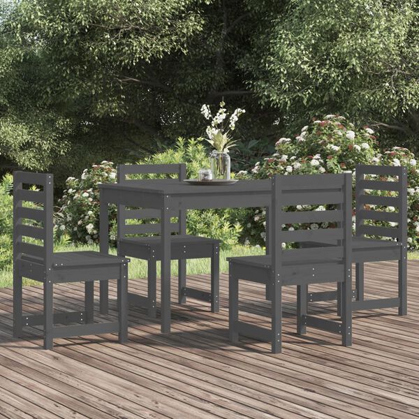 vidaXL Ensemble &agrave; manger de jardin 5 pcs gris bois massif de pin