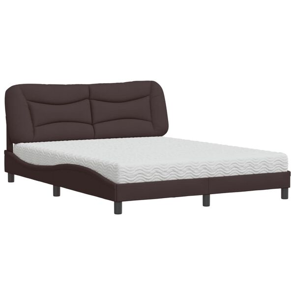 vidaXL Lit avec matelas Hvar marron fonc&eacute; 160x200 cm tissu