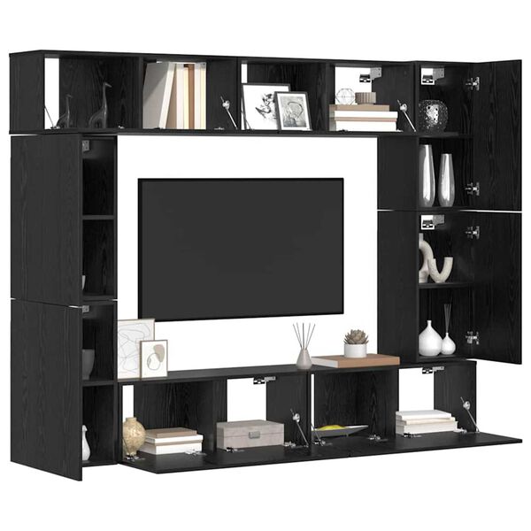 vidaXL Ensemble meuble TV 8 pcs Ch&ecirc;ne noir Bois d'ing&eacute;nierie