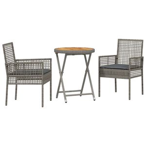 vidaXL Ensemble bistro de jardin 3 pc Gris polyrotin