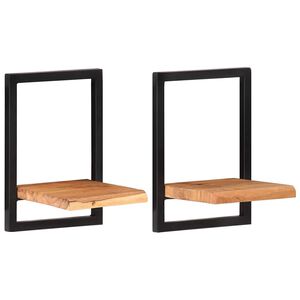 vidaXL &Eacute;tag&egrave;res murales 2 pcs 25x25x35 cm Bois d'acacia et acier