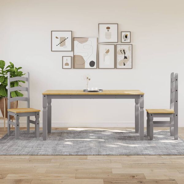 vidaXL Table &agrave; manger Corona gris 160x80x75 cm bois massif de pin
