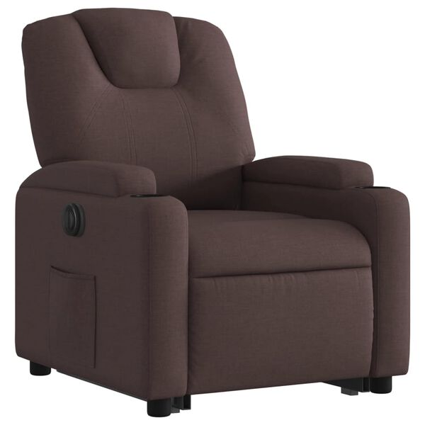 vidaXL Fauteuil inclinable &eacute;lectrique marron fonc&eacute; tissu