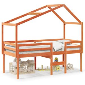 vidaXL Lit haut sans matelas cire marron 90x200 cm bois de pin massif