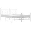 vidaXL Cadre de lit m&eacute;tal sans matelas et pied de lit blanc 150x200 cm