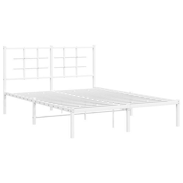 vidaXL Cadre de lit m&eacute;tal sans matelas et t&ecirc;te de lit blanc 135x190 cm