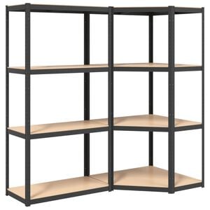 vidaXL &Eacute;tag&egrave;res &agrave; 4 niveaux 2pcs Anthracite Acier et bois d'ing&eacute;nierie