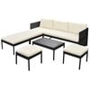 vidaXL Salon de jardin 6 pcs avec coussins r&eacute;sine tress&eacute;e noir