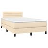vidaXL Sommier &agrave; lattes de lit avec matelas cr&egrave;me 120x190 cm tissu
