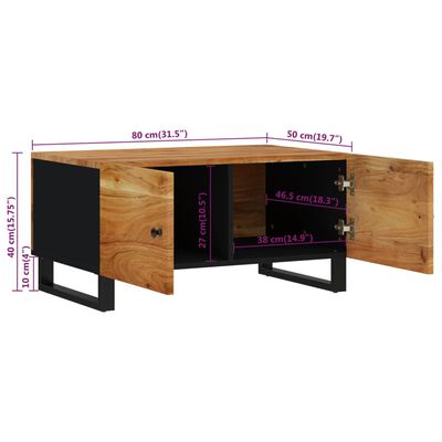 vidaXL Table basse 80x50x40 cm Bois d'acacia solide et d'ingénierie