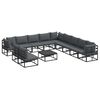 vidaXL Ensemble de canap&eacute; de jardin 12 pc Noir Aluminium