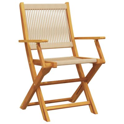 vidaXL Chaises de jardin lot de 2 beige bois d'acacia et polypropylène