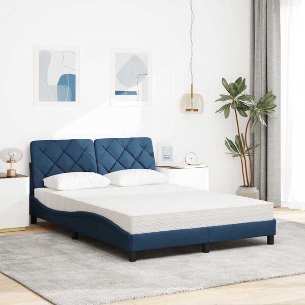 vidaXL Lit avec matelas bleu 140x190 cm tissu