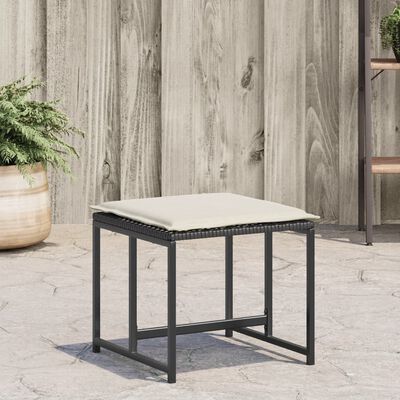 vidaXL Tabourets de jardin avec coussins lot de 4 noir résine tressée