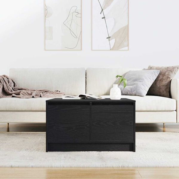 vidaXL Table basse avec tiroirs ch&ecirc;ne noir 70,5x70x40 cm