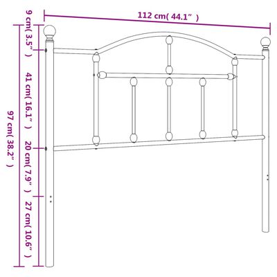 vidaXL Tête de lit métal blanc 100 cm