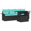 vidaXL Ensemble de canap&eacute; de jardin avec coussin 5 pcs Noir polyrotin
