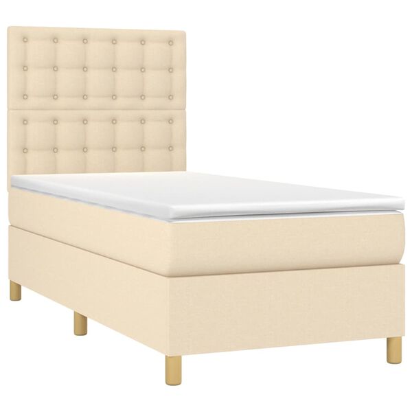 vidaXL Sommier &agrave; lattes de lit avec matelas Cr&egrave;me 80x200 cm Tissu