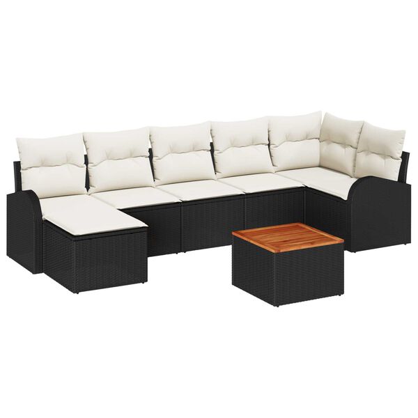 vidaXL Ensemble de canap&eacute; de jardin 8 pcs Noir et Cr&egrave;me polyrotin