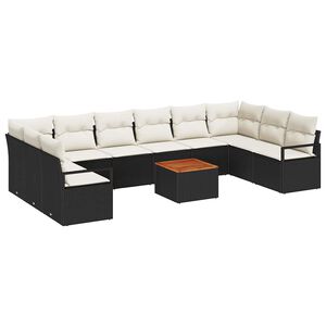 vidaXL Ensemble de canap&eacute; de jardin avec coussin 11 pcs Noir polyrotin