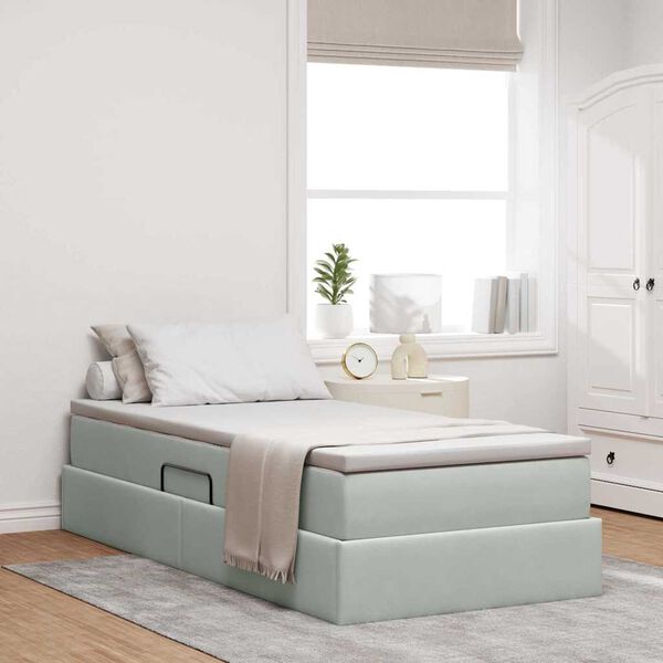 vidaXL Lit avec rangement et matelas Gris clair 90 x 200 cm Velours