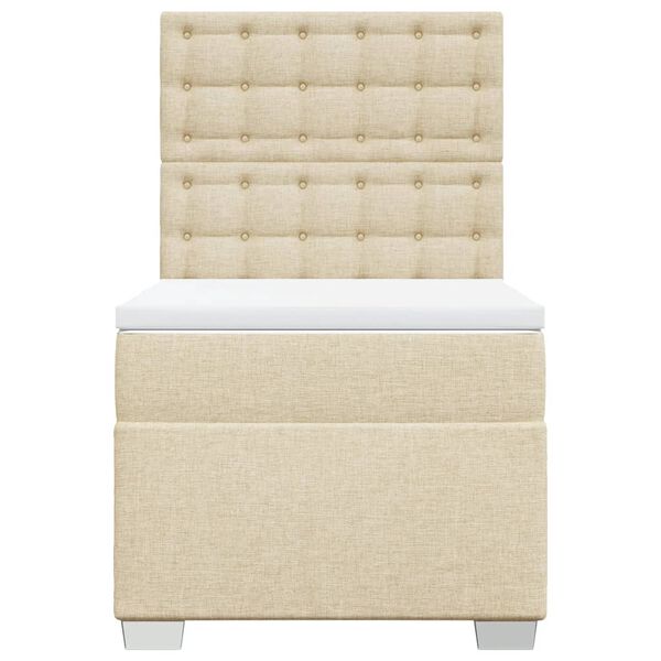 vidaXL Sommier &agrave; lattes de lit avec matelas Cr&egrave;me 90x200 cm Tissu