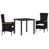 vidaXL Ensemble de salle &agrave; manger pour jardin 3 pc Noir