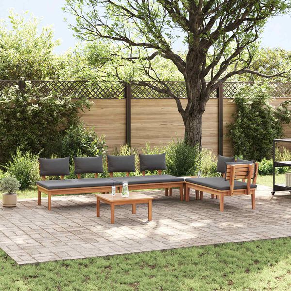 vidaXL Ensemble de canap&eacute; de jardin 5 pcs Marron et gris