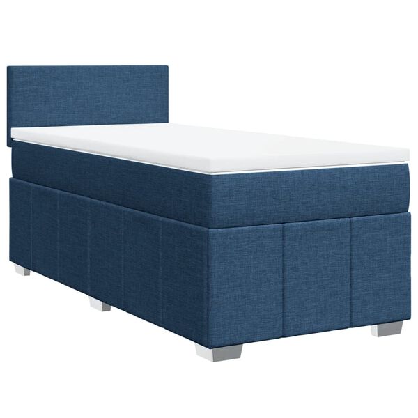 vidaXL Sommier &agrave; lattes de lit avec matelas Bleu 100x200 cm Tissu